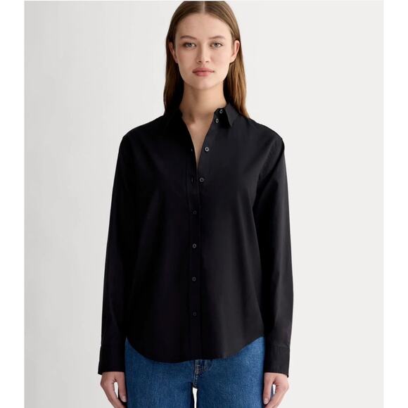 EVERLANE THE MUST-HAVE SHIRT IN SILKY COTTON Black Size 6 NWT - Picture 1 of 7